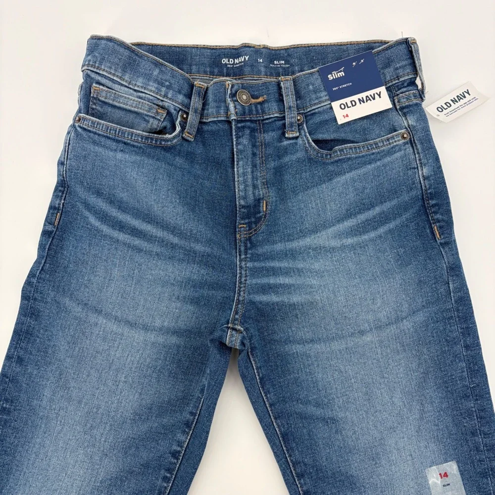 Old Navy Slim Jeans Kids 14 Bundle Denim Blue Char Black Stretch Casual School
